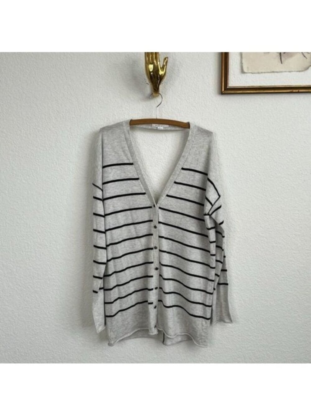 Duffy Cashmere Striped Backless Sweater Cardigan